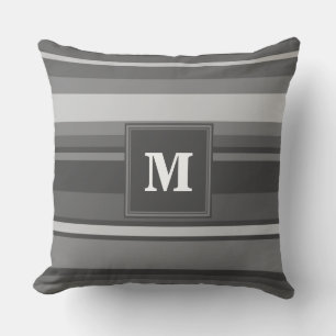 Monogram grijze strepen kussen