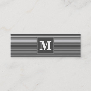 Monogram grijze strepen mini visitekaartje
