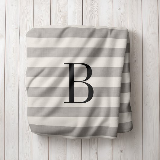 Monogram grijze strepen | Moderne boerderij Sherpa Deken