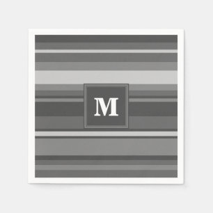 Monogram grijze strepen servetten