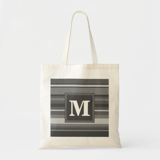 Monogram grijze strepen tote bag (Voorkant)