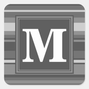 Monogram grijze strepen vierkante sticker