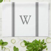 Monogram Grijze Stripe Persoonlijke keukenhanddoek (Gevouwen)