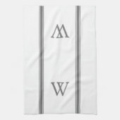 Monogram Grijze Stripe Persoonlijke keukenhanddoek (Verticaal)