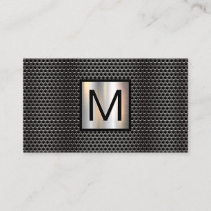 Monogram Grill Pattern Chrome Metallic Banner Visitekaartje