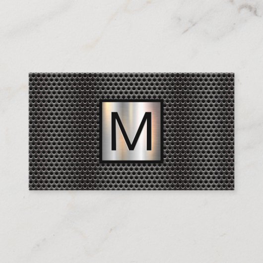 Monogram Grill Pattern Chrome Metallic Banner Visitekaartje (Voorkant)