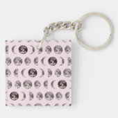 Monogram grillige Dromerige Maan Fasen Geschenken Sleutelhanger (Achterkant)