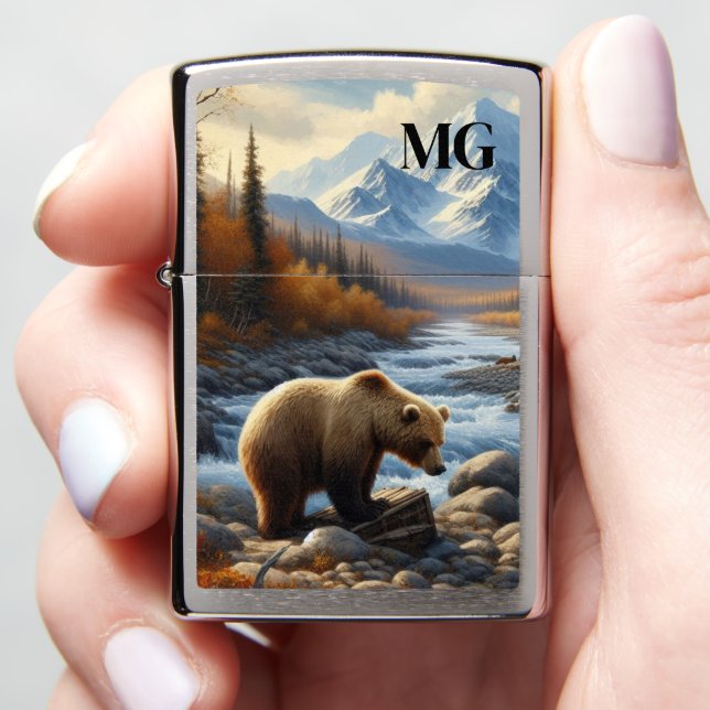 Monogram Grizzlybeer AI-kunst   (In Hand)