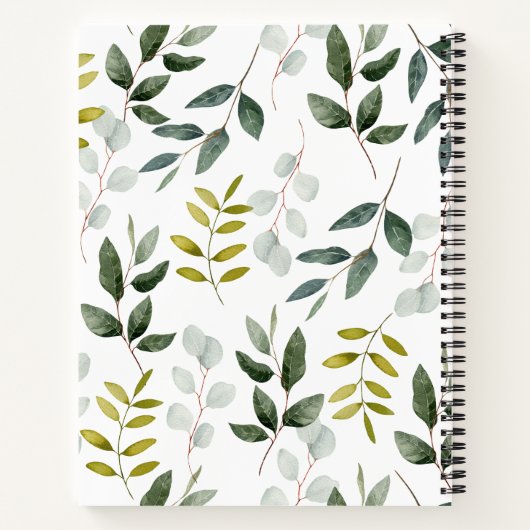 Monogram groen blad patroon te doen lijst notitieboek (Achterkant)