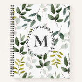 Monogram groen blad patroon te doen lijst notitieboek (Voorkant)