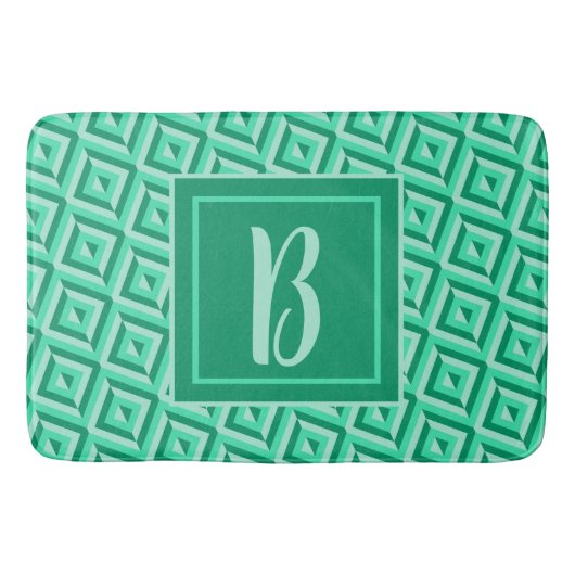 Monogram Groen Drietonig Diamantpatroon Badmat (Voorkant)