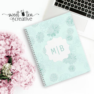 Monogram Groen Elegant Spiral Notitieboek