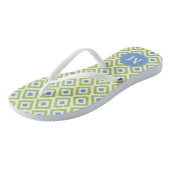 Monogram groen en blauw Ikat Pattern Teenslippers (Schuin)