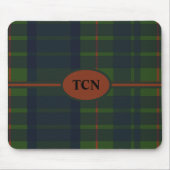 Monogram Groen en Blauw Rood Tartan Schots Spaanpl Muismat (Voorkant)