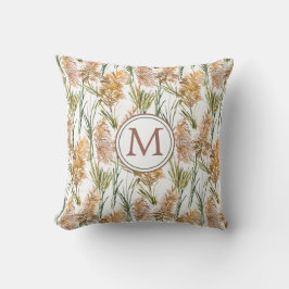 Monogram groen en bruin Pampas Grass Pattern Kussen
