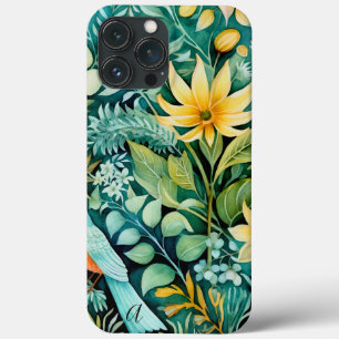 Monogram Groen en Geel Bloemengroen iPhone 13 Pro Max Hoesje