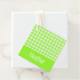 Monogram groen en wit houndstooth patroon bedankjes labels