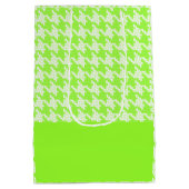 Monogram groen en wit houndstooth patroon medium cadeauzakje (Achterkant)