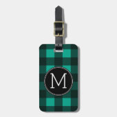 Monogram groen en zwart buffel bagagelabel (Voorkant verticaal)