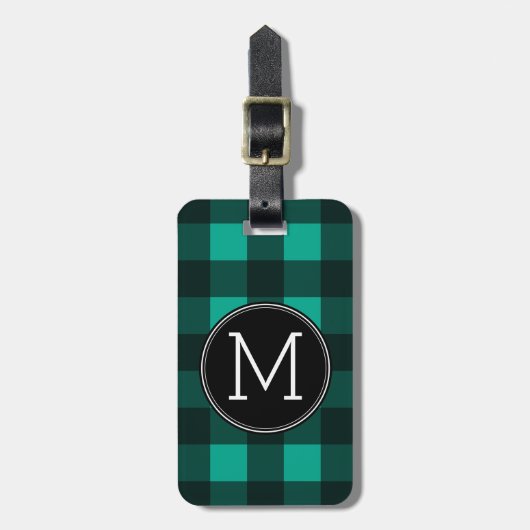 Monogram groen en zwart buffel bagagelabel (Voorkant verticaal)