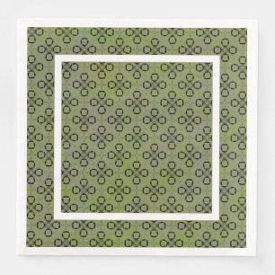 Monogram Groen en Zwart Retropatroon Servet