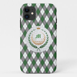 Monogram Groen, Grijs Argyle iPhone 5 Hoesje