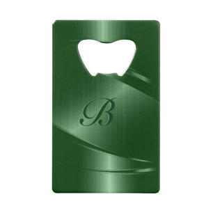 Monogram groen metaal geometrisch ontwerp kredietkaart flessenopener