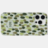 Monogram Groen Modern Waterverf Dot Pattern Case-Mate iPhone Case (Achterkant (horizontaal))