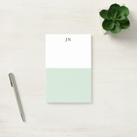 Monogram  Groen Pastel Wit Kleurblok Post-it® Notes (Kantoor)
