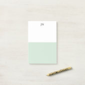 Monogram  Groen Pastel Wit Kleurblok Post-it® Notes (Op bureau)
