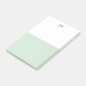 Monogram  Groen Pastel Wit Kleurblok Post-it® Notes (Schuin)