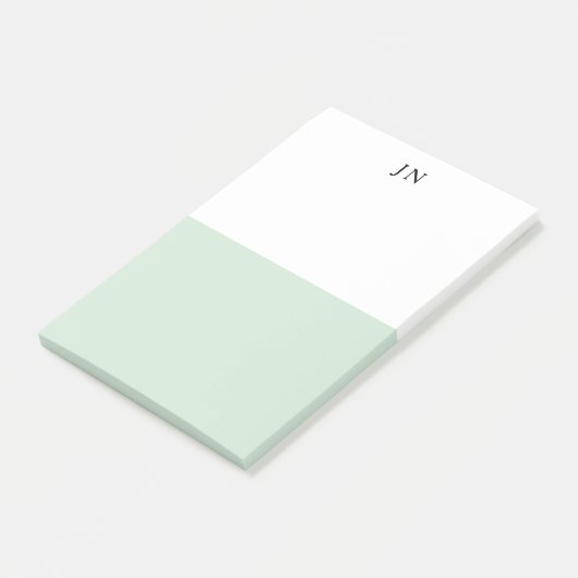 Monogram  Groen Pastel Wit Kleurblok Post-it® Notes (Schuin)