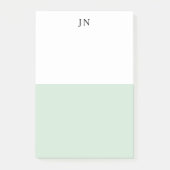 Monogram  Groen Pastel Wit Kleurblok Post-it® Notes (Voorkant)