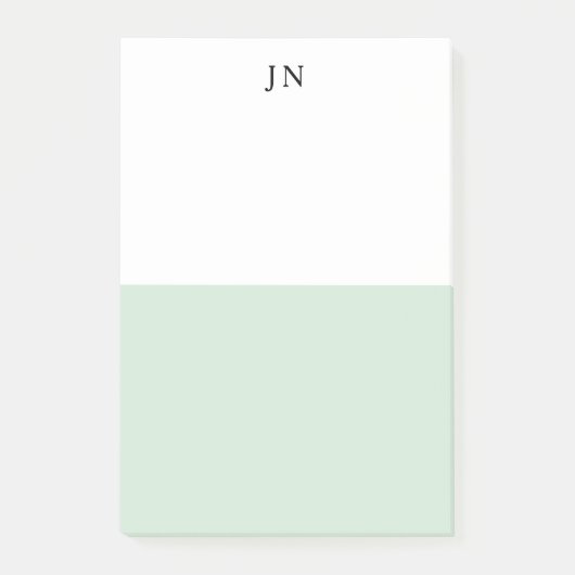 Monogram  Groen Pastel Wit Kleurblok Post-it® Notes (Voorkant)