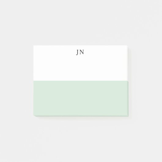Monogram Groen Pastel Wit Kleurblok Post-it® Notes (Voorkant)