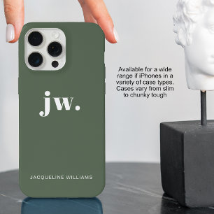 Monogram Groen Stijlvol Modern Minimalistisch iPhone 15 Pro Max Hoesje