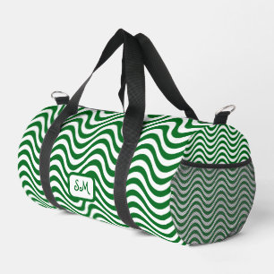 Monogram Groen & Wit Golvende Strepen Psychedelic  Plunjezak