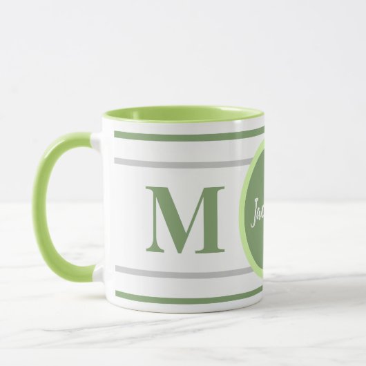 Monogram Groen Wit Naam Mok (Links)