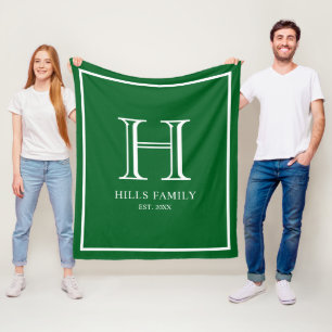 Monogram Groen Wit Trouwkoppels Namen Fleece Deken