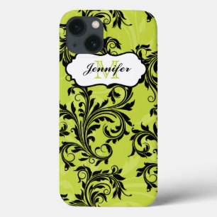 Monogram Groen Zwart Rozerwirls iPad 2/3/4 iPhone 13 Hoesje