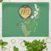 Monogram Groene Bloemen en Fruit Theedoek (Gevouwen)