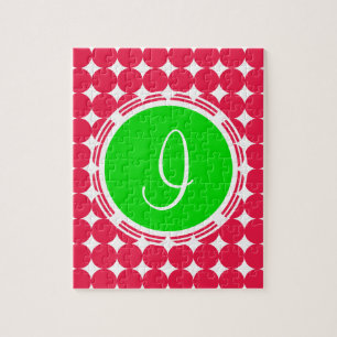 Monogram groene en rode pols legpuzzel