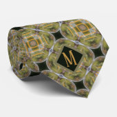 Monogram Groene en zwarte unieke Mannen voor patro Stropdas (Opgerold)
