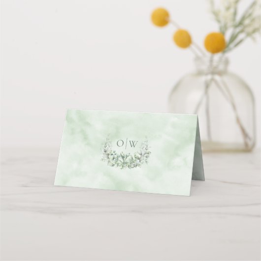 Monogram Groene Eucalyptus Bruiloft (Achterkant)