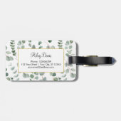 Monogram groene eucalyptus laat groen patroon acht bagagelabel (Achterkant horizontaal)