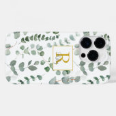 Monogram Groene Eucalyptuspatroon Case-Mate iPhone Case (Achterkant (horizontaal))
