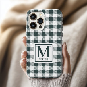 Monogram Groene Geruite Hoesje Gift voor Beste Vri iPhone 15 Pro Hoesje