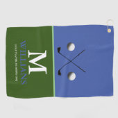 Monogram groene golfer golfhanddoek (Horizontaal)