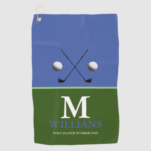 Monogram groene golfer golfhanddoek (Voorkant)