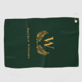 Monogram groene goudlauriernaam Emerald green Golfhanddoek (Horizontaal)